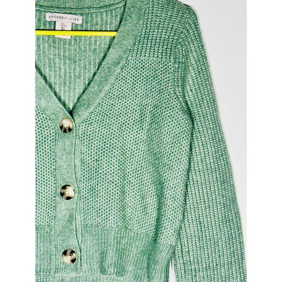Sincerely Jules Green Button Front Knit Cardigan Sweater Women’s Size Small - Picture 2 of 4